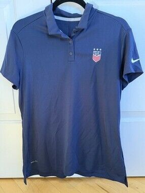Nike Golf Dri-Fit Women’s Large USWNT Blue Polo Shirt Out of Stock Online Rare